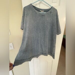 Casual Blue Asymmetrical Women oversized Top